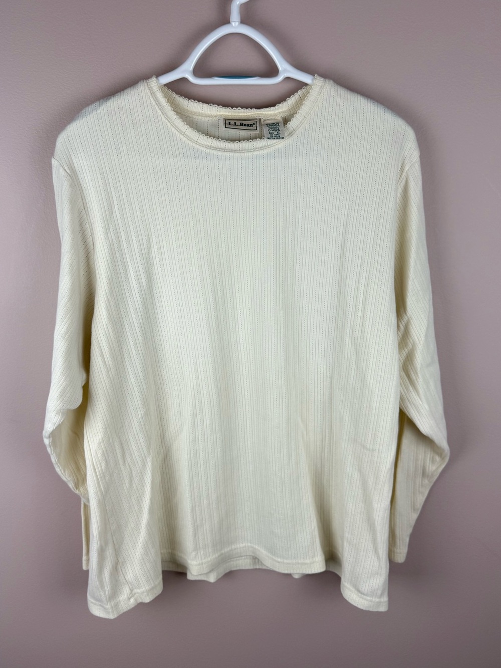 L.L. BEAN | Pointelle 100% cotton Henley Top women’s size XL vintage